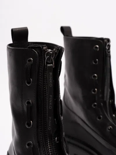Pinko Leather 60mm Combat Boots In Black
