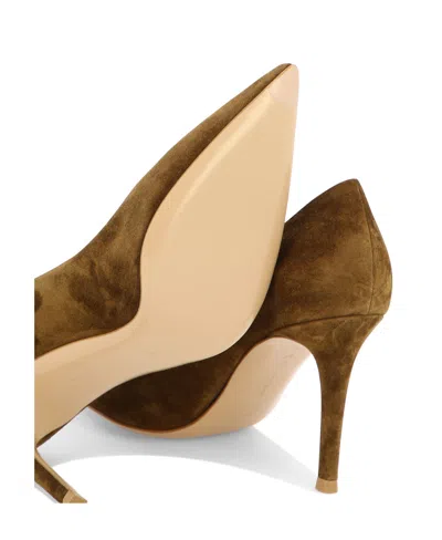 Gianvito Rossi Pointed Toe Suede Finish Pumps In Green