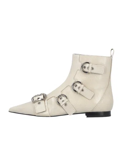 Pinko Gianira Leather Boots In White
