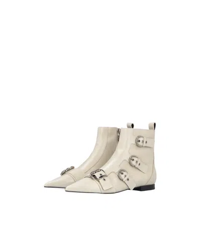 Pinko Gianira Leather Boots In White