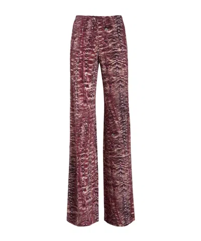 Alberta Ferretti Graphic Printed Wide-leg Trousers In Brown