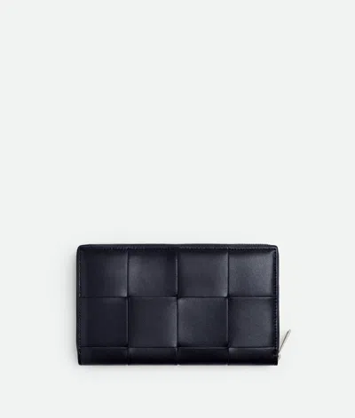 Bottega Veneta Intrecciato Zip Around Wallet In Black