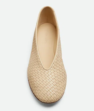 Bottega Veneta Leather Rosa Ballerinas With Flat Sole And Woven Texture In Gold