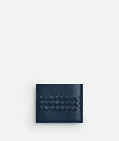 Bottega Veneta Intrecciato Piccolo Bi-fold Wallet With Coin Purse In Blue