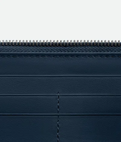 Bottega Veneta Intrecciato Piccolo Zip Around Wallet In Blue