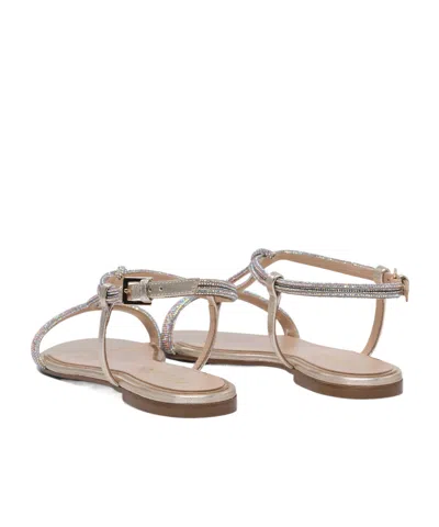 Ninalilou Elisa Crystal Embellished Leather Sandals In Brown