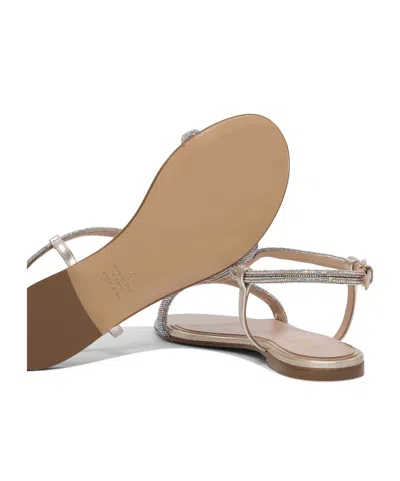 Ninalilou Elisa Crystal Embellished Leather Sandals In Brown