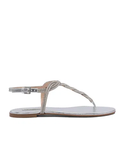 Ninalilou Braided Leather Sandals With Silver Finish In Brown