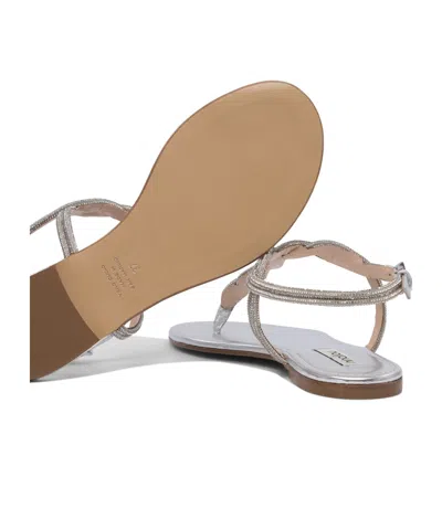 Ninalilou Braided Leather Sandals With Silver Finish In Brown