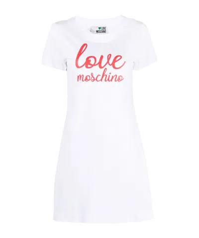 Moschino Logo-print Cotton T-shirt Dress In Multi