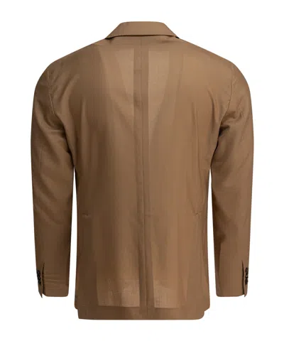 Tagliatore Beige Two-button Jacket With Notch Lapels In Multi