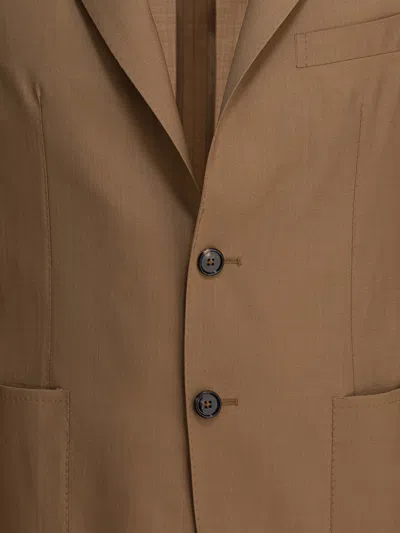 Tagliatore Beige Two-button Jacket With Notch Lapels In Multi