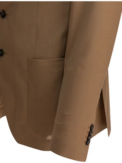 Tagliatore Beige Two-button Jacket With Notch Lapels In Multi