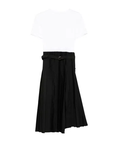 Sacai Pleat Detailing Dress In Multi