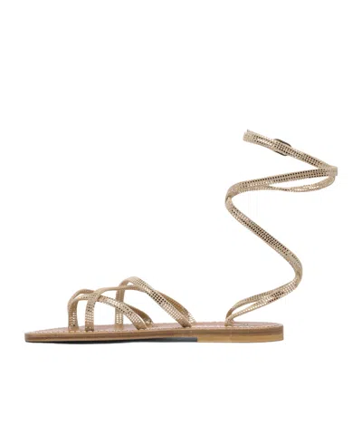 Kjacques K.jacques Flat Leather Sandals With Textured Straps In Multi