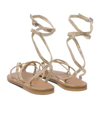 Kjacques K.jacques Flat Leather Sandals With Textured Straps In Multi
