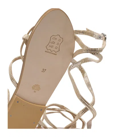 Kjacques K.jacques Flat Leather Sandals With Textured Straps In Multi