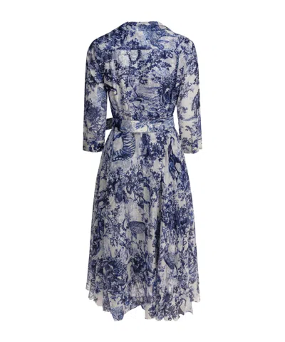 Samantha Sung Shirt Dress With Blue And White Toile Print