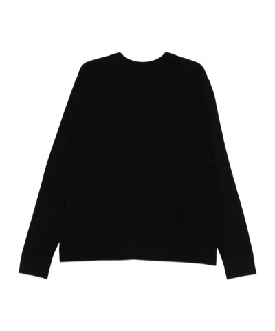 Calvin Klein V-neck Long Sleeve Ribbed Knit Sweater In Black