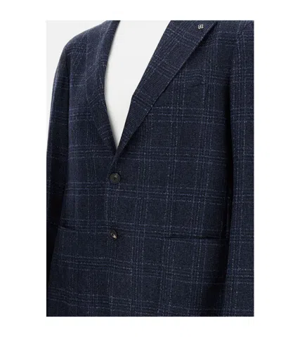 Tagliatore Single-breasted Tweed Blazer In Blue