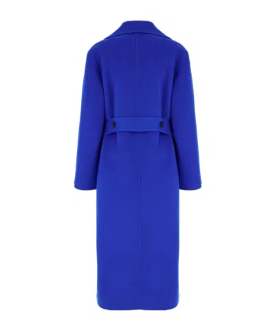 Alberta Ferretti Long-sleeved Belted Coat In Blue