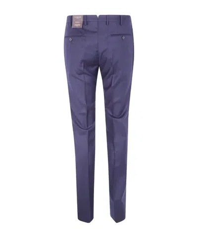 Incotex Flat-front Cotton Trousers In Blue