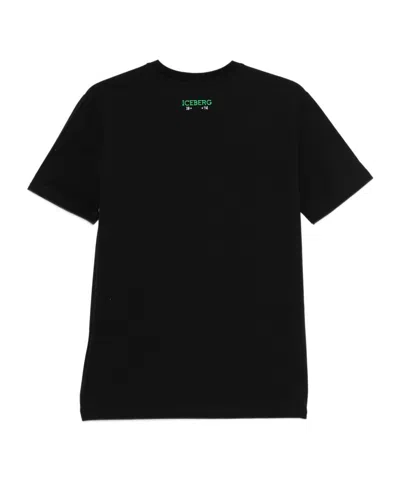 Iceberg Logo Graphic Print Short Sleeve T-shirt In Black