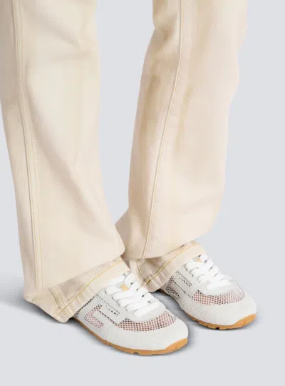 Balmain Racer 45 Sneakers In Lambskin And Suede In Gray