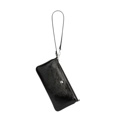 Courrèges Logo-plaque Zipped Pouch In Black