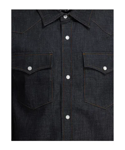Apc Western Long-sleeved Shirt In Black