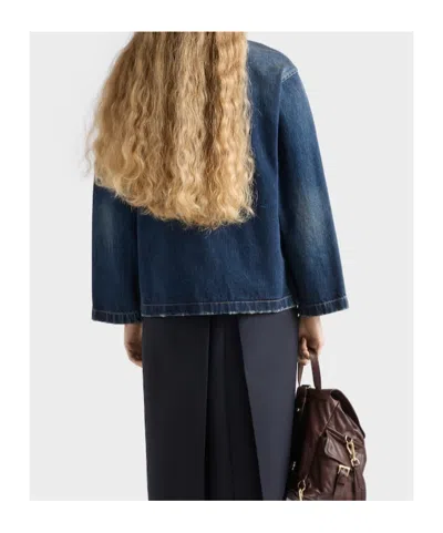 Prada Blousonjacke Aus Gewaschenem Denim In Blue