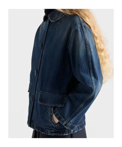 Prada Blousonjacke Aus Gewaschenem Denim In Blue