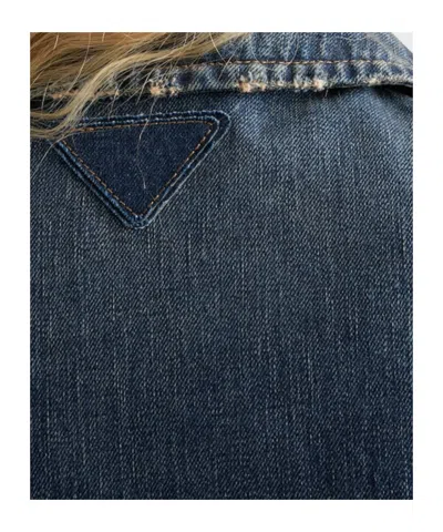 Prada Blousonjacke Aus Gewaschenem Denim In Blue