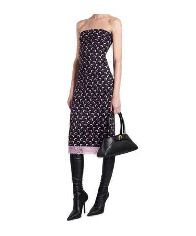Marine Serre Crescent Moon Strapless Jersey Midi Dress In Multi