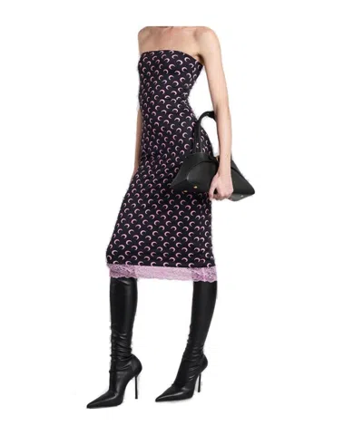 Marine Serre Crescent Moon Strapless Jersey Midi Dress In Multi