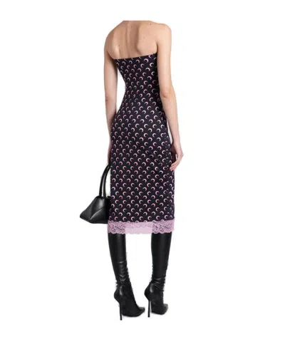 Marine Serre Crescent Moon Strapless Jersey Midi Dress In Multi