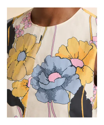 Marni Cream Poplin Midi Dress With Melodia Print In Neutral