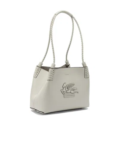 Etro Braided Handle Structured Shoulder Bag In Neutral