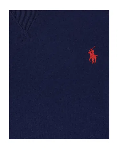 Polo Ralph Lauren Crew Neck Knitwear Long Sleeves Ribbed Cuffs In Blue