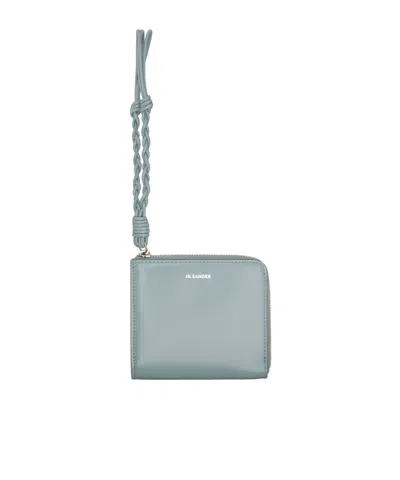 Jil Sander Tangle Leather Card Holder In Blue