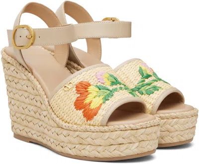 Valentino Vlogo Signature Platform Wedge Sandals In Neutral