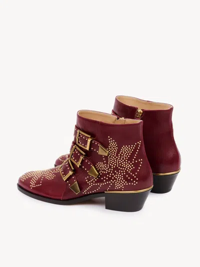 Chloé 40mm Susanna Studded Leather Ankle Boots In Red