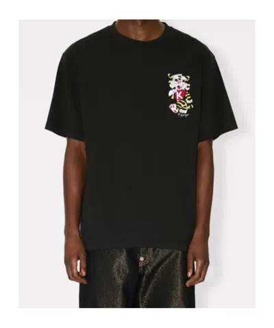 Kenzo Wild Tiger Embroidered T-shirt In Black