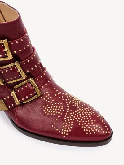 Chloé 40mm Susanna Studded Leather Ankle Boots In Red