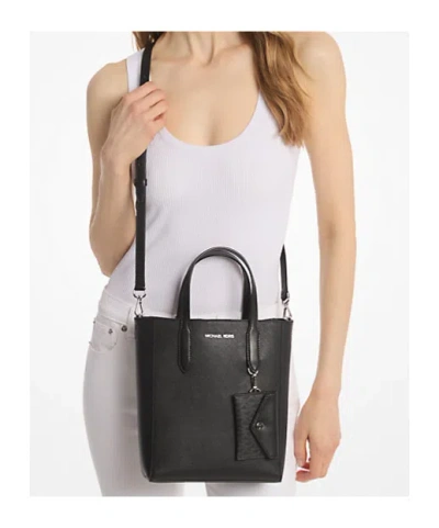 Michael Kors Vincent Small Saffiano Leather Convertible Tote Bag With Card Case In Black