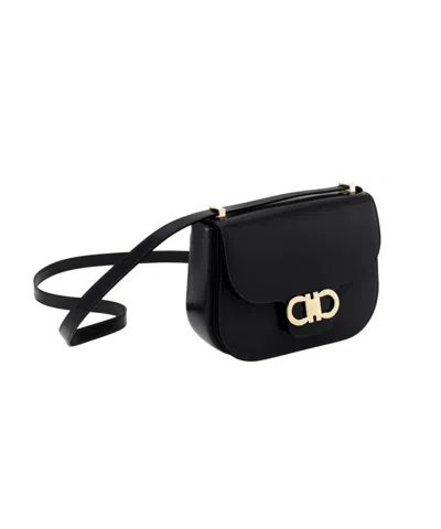 Ferragamo Double Gancini North-south Crossbody Bag In Black