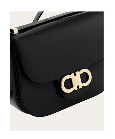 Ferragamo Double Gancini North-south Crossbody Bag In Black