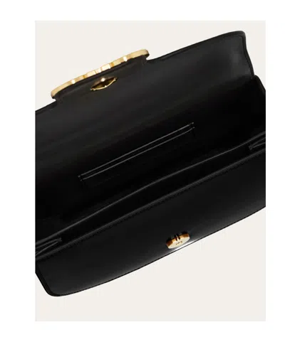Ferragamo Double Gancini North-south Crossbody Bag In Black
