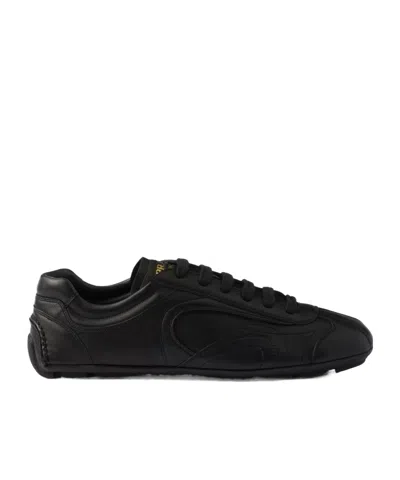 Prada Montecarlo Re-edition 2005 Antiqued Nappa Leather Sneakers In Black