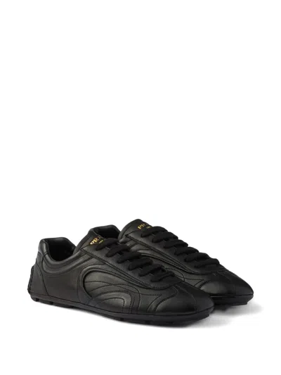 Prada Montecarlo Re-edition 2005 Antiqued Nappa Leather Sneakers In Black